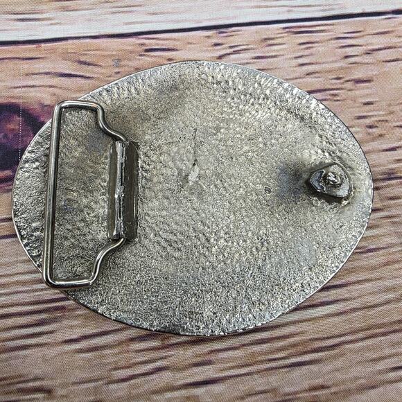 Vintage Handcrafted Inlay Belt Buckle Silver Tone Turquoise Eagle Western 3 Inch - Picture 6 of 11